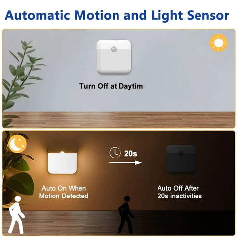 2 Pack Magnetic Motion Sensor Night Light USB Rechargeable LED with auto on/off for cruise cabins and travel