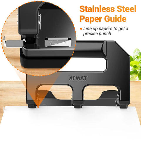 Heavy Duty 3 Hole Puncher For Binders With 40 Sheet Capacity, 10,000 Uses, Metal Construction, Built In Paper Guide