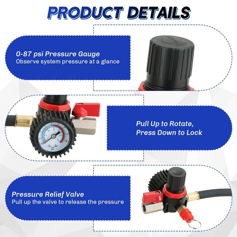 Close-up of pressure gauge and valve from Beefed-Up Turbo System Leakage Tester Kit For Auto Turbo Boost Leaks, 12-piece set.