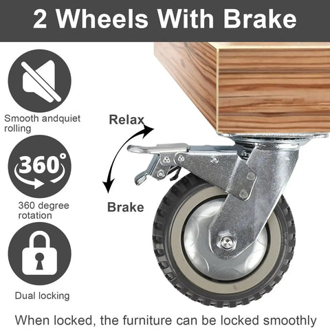 Heavy Duty 6 Inch Caster Wheel Set Of Four For Cart Workbench And Furniture With 360 Degree Swivel And Ball Bearing