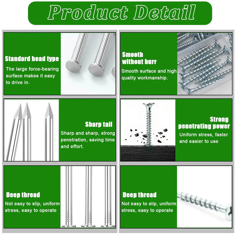320 Piece Premium Hardware Nails And High Hardness Wood Screws Kit For DIY Projects with galvanized nails and screws details