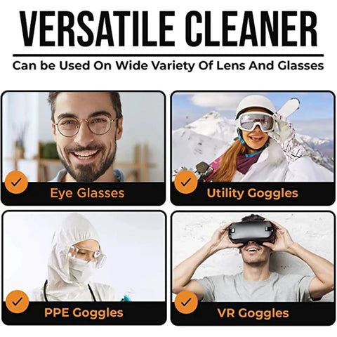 Image showing Anti Fog Glasses Wipes With Streak Free Clarity 100 Individually Wrapped used on various eyewear.