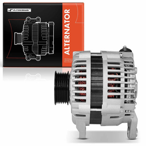 Alternator For 2001 Nissan Maxima And Infiniti I30 3.0L V6, 12V 100A with 6-groove pulley clockwise rotation, side view
