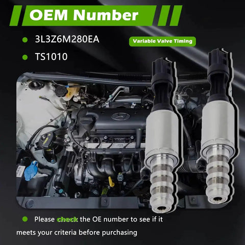 Engine bay showcasing Ford VVT Camshaft Solenoid Kit For 4.6L And 5.4L V8 Engines With Variable Valve Timing Control, Plug And Play Fits F150 F250 F350 Expedition Explorer Sport Trac Mustang Navigator Mountaineer 2004 2012 Vehicle Compatibility.