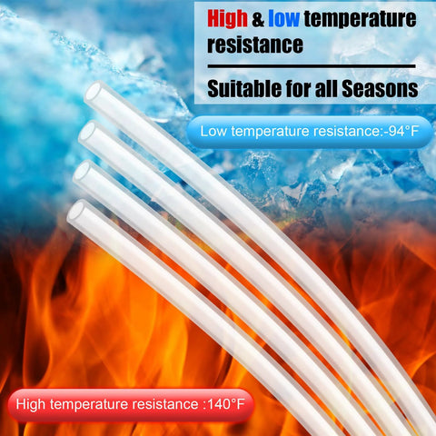 Polyethylene tubing, four white translucent hoses, 1/4 in OD, 0.170 in ID, food-grade water/brew use
