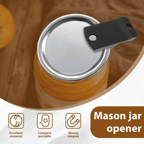 2 Pack Magnetic Canning Jar Opener For Mason Jars Easy Open on jar lid showing durable plastic and magnet design