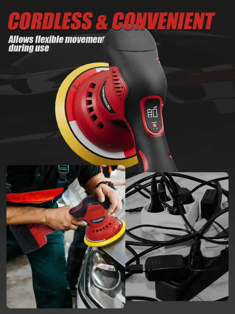 Cordless Car Polisher And Orbital Buffer For Detailing With Six Variable Speeds Up To 5500 RPM No Battery Included