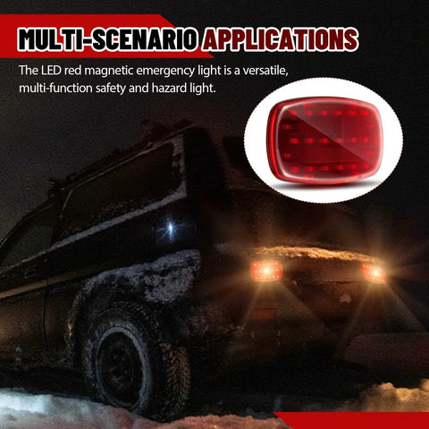 Wireless trailer lights, 2-pack; magnetic red LED rear-mounted with inset close-up lens.