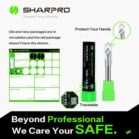 Chamfer Router Bit With V Groove O Flute 60 Degree Quarter Inch Shank CNC Carbide Engraving Bit With SHARPRO packaging
