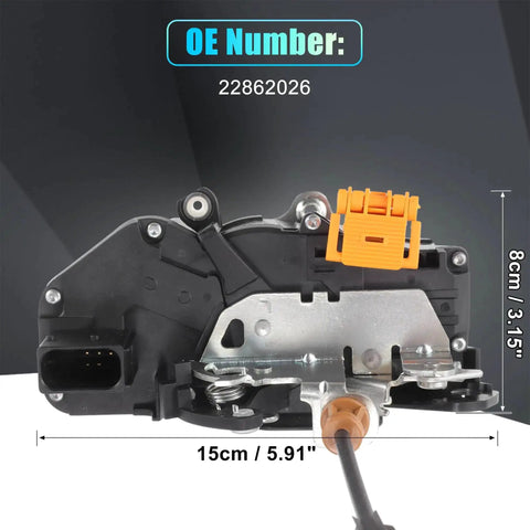 Replacement Front Left Driver Side Power Door Lock Actuator Motor with Cable, OE Number 22862026, dimensions shown