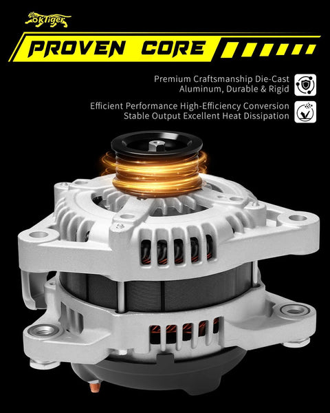 Beefed Up 150A 12V Clockwise Alternator Replacement Fits Sorento 2011 And 2015-2018, Sedona 2011-2012 And 2014-2018, Santa Fe 2013-2018 V6 3.3L 3.5L With 6-Groove Pulley OE 37300-3C520 close-up view