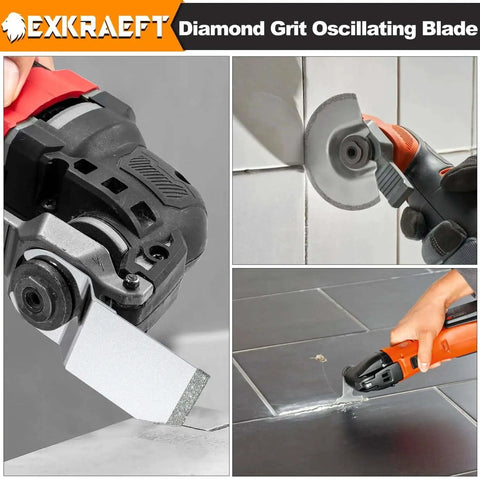 Diamond Oscillating Tool Blades 5 Piece Set for Grout Removal Tile Mortar Concrete Masonry Fits Milwaukee Ryobi Fein Rockwell Pro Grade