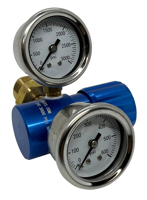 High Flow Argon Regulator For Welding From Zero To Four Hundred PSI With Forty Five CFM, Lightweight Billet Aluminum Blue Finish