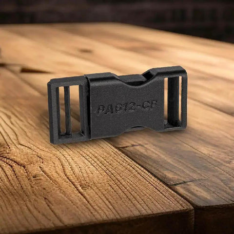 Fiberon PA612 CF15 Carbon Fiber Nylon Filament 1.75mm Black 0.5kg printed component on wood surface