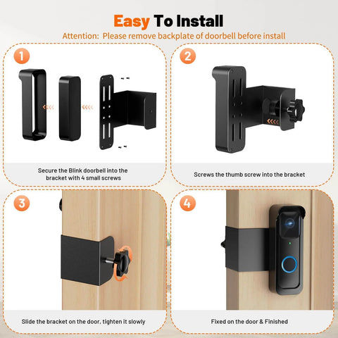 Easy Install steps for Anti-Theft Doorbell Mount For Blink Video Doorbell 1st Gen, Weatherproof Wall Bracket With Rain Cover