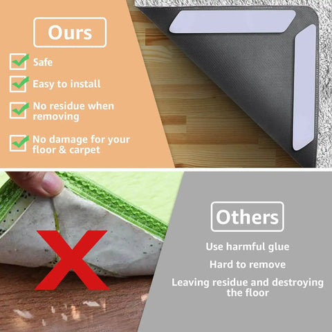 Non Slip Rug Tape 12 Pack Reusable Washable Grippers For Rugs Double Sided No Slip Rug Pads For Hardwood Floors Rug Stoppers