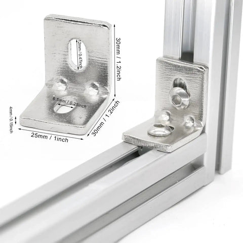 12 Pack 1010 Aluminum Extrusion Connector Brackets With Screws For 1x1 Inch Profiles Carbon Steel Corner Brackets Nickel Plated