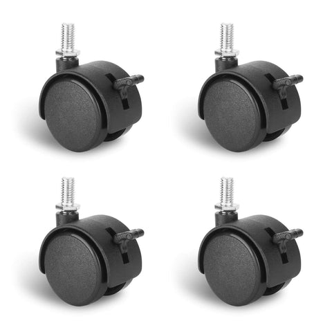 4 Pack 1.5" Swivel Stem Caster Wheels - Replacement Furniture Casters with Locking Brake, Metric M8 Threaded Stem, for Table, Drawer, Plant Shelf, Metal Rack, Laundry Basket