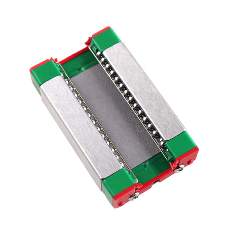 Close-up of MGN12H 400mm Linear Rail Guide Mini Sliding Guideway with Linear Bearing Sliding Block for CNC machines.