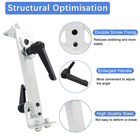 Upgrade Stand Kit For Reciprocating Cycle Linear Actuator With 180 Degree Rotation Range In Aluminum Alloy Material, showing double screw fixing and enlarged handle.