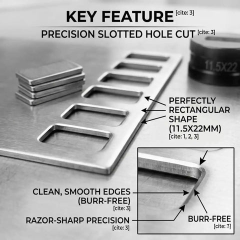 Oval Slotted Punch Die for CH-70 Hydraulic Press and CH-70A Punching Machine shown with clean slotted holes and precise edges.
