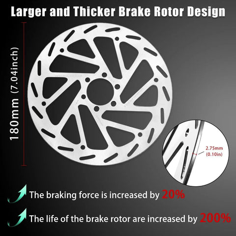 Front view of e-bike brake rotor, 180 mm diameter, 2.75 mm thick, silver with vented cutouts.