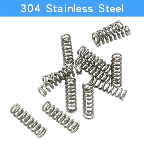 Litoexpe compression springs; stainless steel, 3mm OD, 0.5mm wire, 10mm free length, silver (set of small springs).