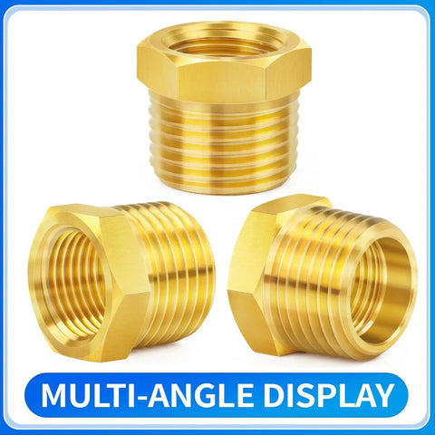 Durable Brass Pipe Fitting Reducer Hex Bushing 1/2 NPT Male To 1/4 NPT Female Thread Adapter For Plumbing And HVAC Systems