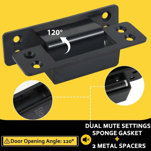 Dual setting hinge with sponge gasket, door opening 120°, 5 Inch Hidden Door Hinge 304 Stainless Steel Heavy Duty Invisible Hinge