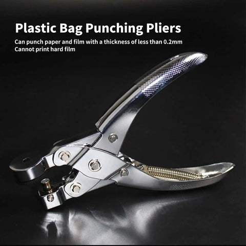 Handheld Single Hole Paper Punch for Scrapbooking and Office Use, metal pliers punching tool on black background