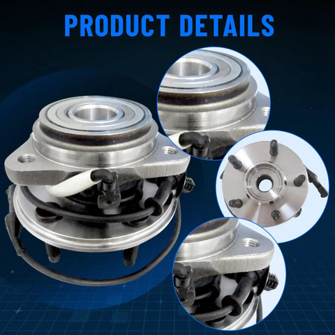 Front view image of Front Wheel Hub And Bearing Assembly For Ford Explorer Ranger Mazda B3000 B4000 Mercury Mountaineer 5 Lug 4WD With ABS OE Style 515003 Durable Hub Carrier With Three Bolt Flange For Smooth Steering And Reliable Performance showing product details with focus on bolts and bearing placement.