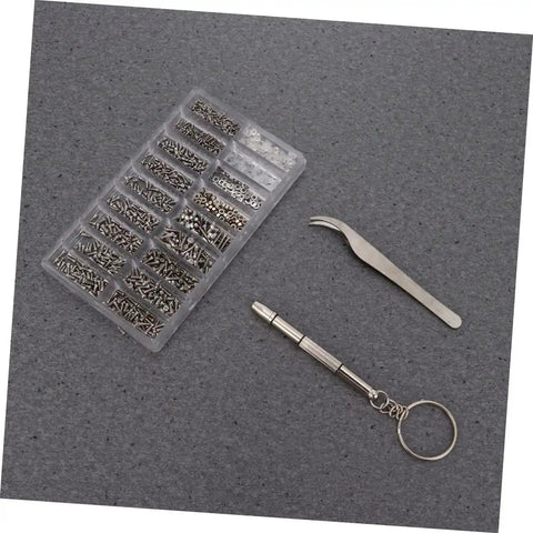 Must Have Mini Screw Kit Set Stainless Steel Miniature Screws With Screwdriver And Tweezers For Glasses Watches Cameras And More Rust Resistant Long Lasting Repair Kit on display