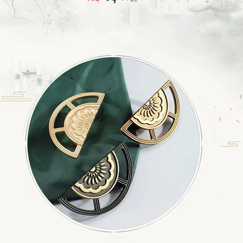 Two Pack Brushed Gold Zinc Alloy Cabinet Pulls Semi Circular Dresser Pulls for Drawers Cabinets and Doors decorative design