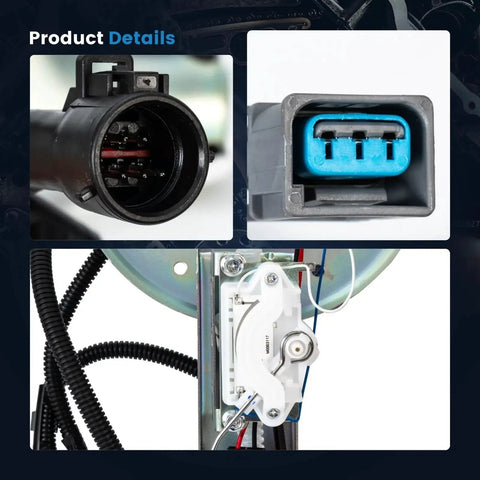 Close-up of plug connectors and internal components of Electric Fuel Pump Module Assembly Direct Fit For 2003 2004 Ford Crown Victoria Lincoln Town Car Mercury Grand Marquis Marauder V8 4.6L Gas Engine Replace Parts E2336S EB336S SP2336H 4W1Z9H307AA 3W1Z9H307AB 5W1Z