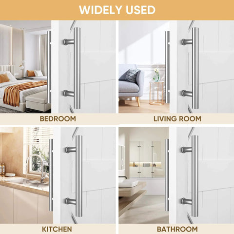 12 Inch Push Pull Barn Door Handle Set Built Tough Double Sided H Shape Sliding Door Hardware installed on various doors