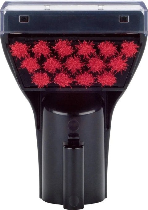 Bissell 3-inch Tough Stain Tool for carpet and upholstery cleaners, front view with red bristle brush head.
