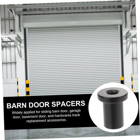 5 Pack Sliding Barn Door Spacers, Heavy Duty Hardware Kit, Easy Install, shown with garage door background.