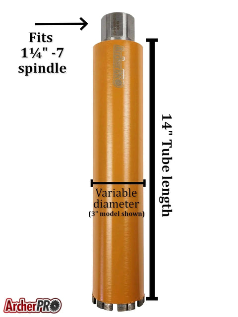 3 Inch Diamond Turbo Core Drill Bit Hole Saw For Concrete And Masonry, 14 Inch Drill Depth, 1-1/4 Inch Arbor For Core Drill Stand Rig