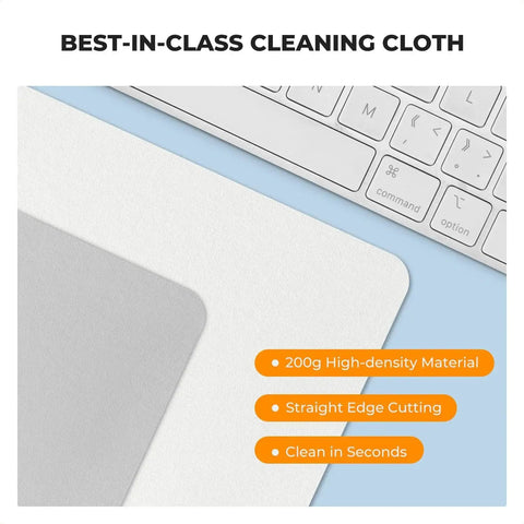 Two Pack Microfiber Lens Cleaning Cloths For Glasses Cameras VR AR Headsets, 200g high-density microfiber near keyboard