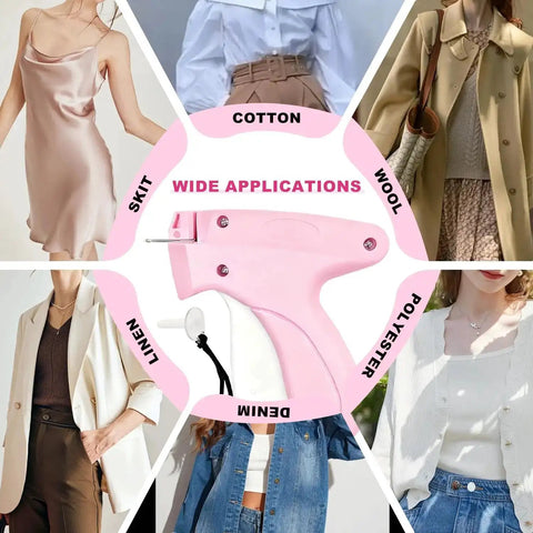 Handheld Stitch Gun For Quick Clothes Fix Garment Repair Tool With 6 Needles and 4000 Fasteners in pink for various fabrics