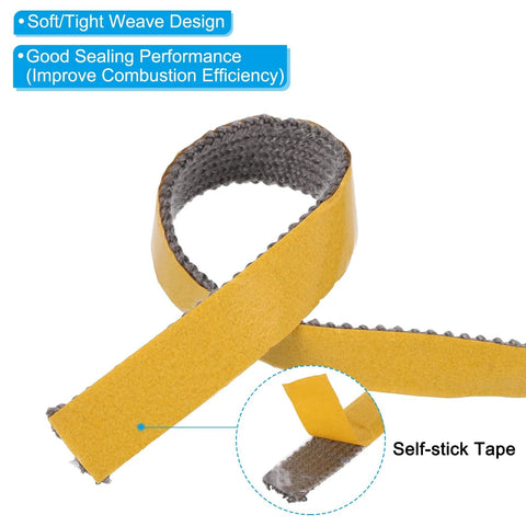 PATIKIL wood stove gasket tape, 11/16 in x 1/8 in x 98 in, flat graphite fiberglass, self-adhesive with yellow outer layer