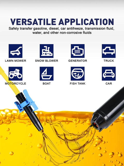 Battery Operated Oil Transfer Pump 3 GPM For Gasoline Diesel Water And More with versatile application icons