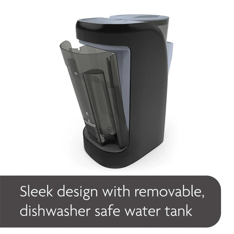 Front view of Baby Brezza Formula Pro Advanced dispenser in slate with removable water tank