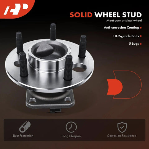 Rear Wheel Hub Bearing Assembly with ABS, 5-Lug for Buick Cadillac Chevrolet Pontiac 1991-2011, showcasing anti-corrosion coating