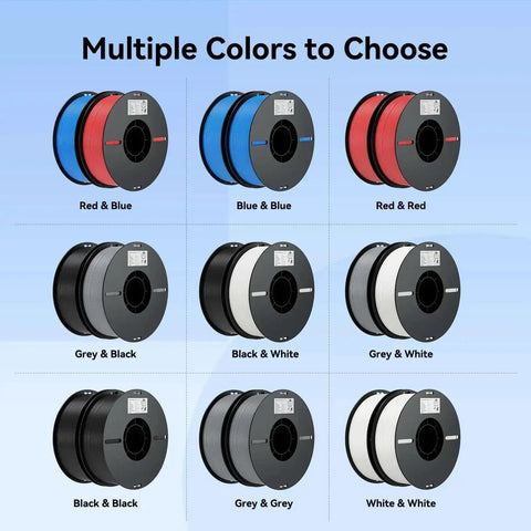 PLA 3D Printer Filament 1.75mm 4kg Bulk Pack Includes Four 1kg Spools Black Low Warp Easy Print Glossy Finish in multiple colors