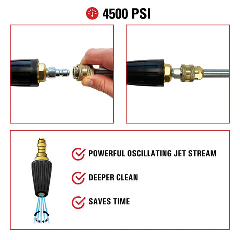 Simpson Cleaning 80144 turbo pressure washer nozzle, 4500 PSI, 1/4-inch quick connect; brass fittings.