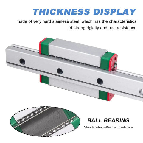 350mm MGN9 Linear Rail Guide With MGN9H Carriage Block For DIY 3D Printer, H Type Mini Rail System with ball bearing detail.