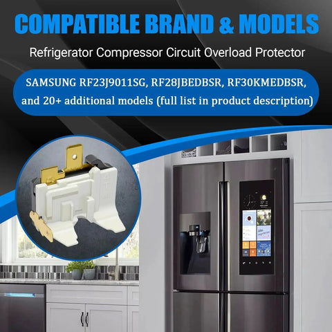 Plug And Play No Hassle Overload Relay Protector For Samsung Refrigerators Fits RF23J9011SG RF28JBEDBSR RF30KMEDBSR display