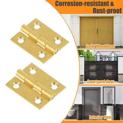 Ten Pack Mini Solid Brass Hinge For Jewelry Box Cabinet Drawer Butt Hinge One Inch Small Hinges For Wooden Box Screws Included