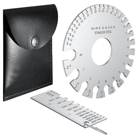 Pro Grade Dual Sided Metal Sheet Thickness Gauge Set Of 2 For AWG And SAE, Stainless Steel Wire Gauge Tool with case.